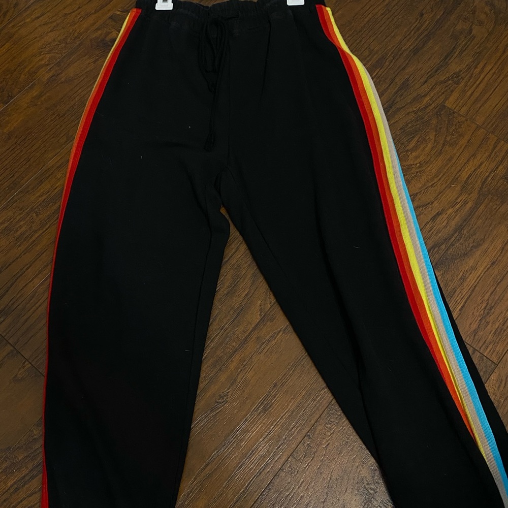 Black sweatpants with colorful detail